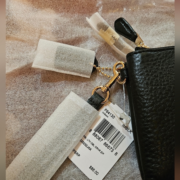 Coach Double Corner Zip Wallet Embossed Black Pebble Leather Gold Tone Hdwr NWT - Picture 5 of 16